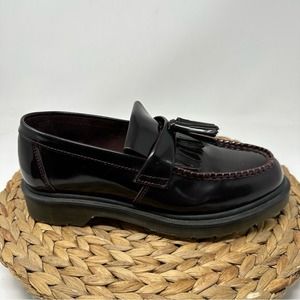 DR MARTEN Adrian Tassel Loafers Cherry Red Arcadia Smooth Size 8